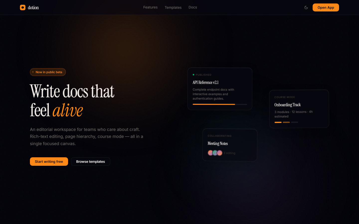 Dotion productivity workspace preview