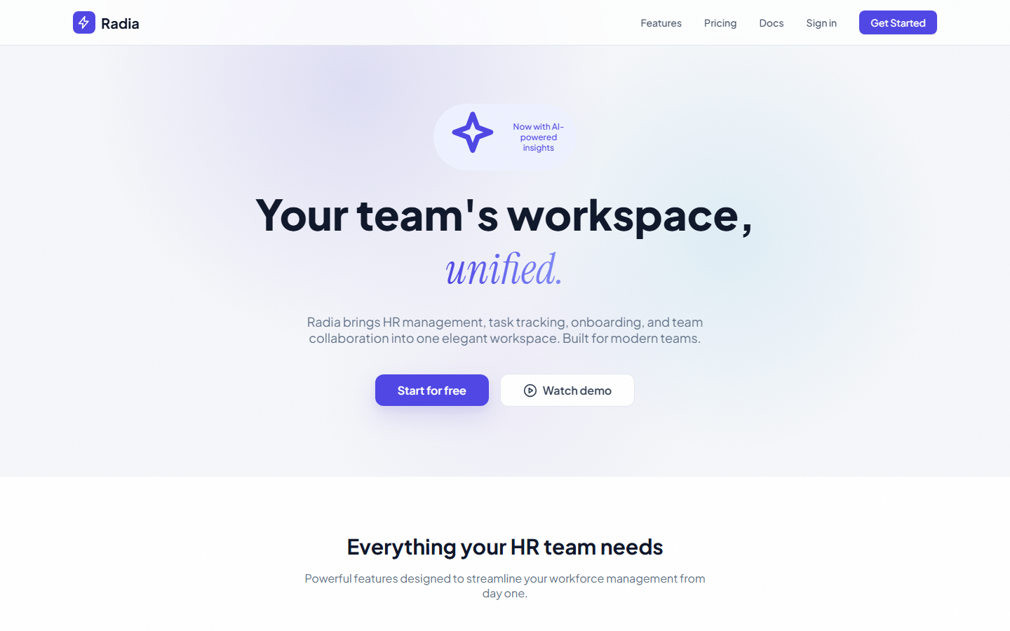 Radia enterprise HR workspace preview